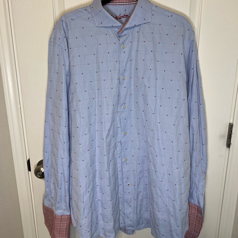 Men's Blue and Red Robert Graham Dress Shirt